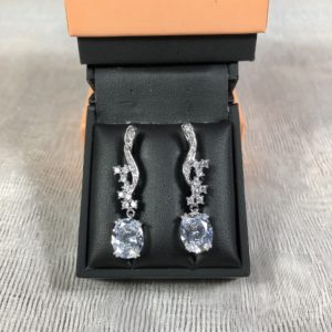 Brinco Zircônia Banho Ródio 105743