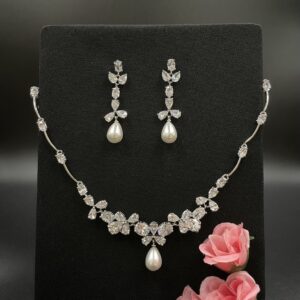 Conjunto Zircônia Banho Ródio 7192